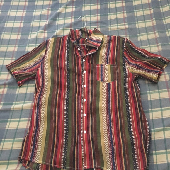 Dark red color stripe casual shirt. - Picture 3 of 4